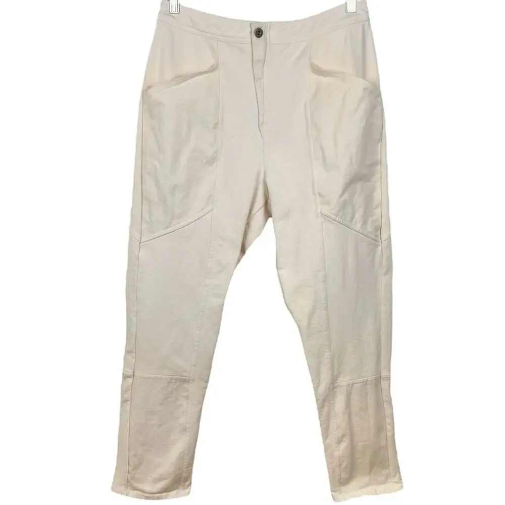 Zara Cream Moto Utility Pants L